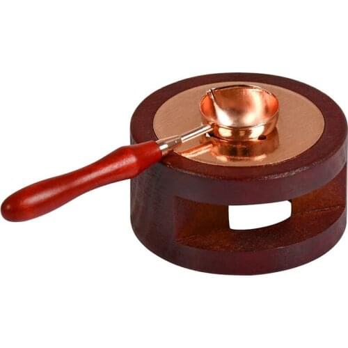 BMBY-Wax Seal Warmer, Sealing Wax Furnace Tool with Solid Wood Melting Spoon for Melting Wax Seal Sticks Or Sealing Wax Beads