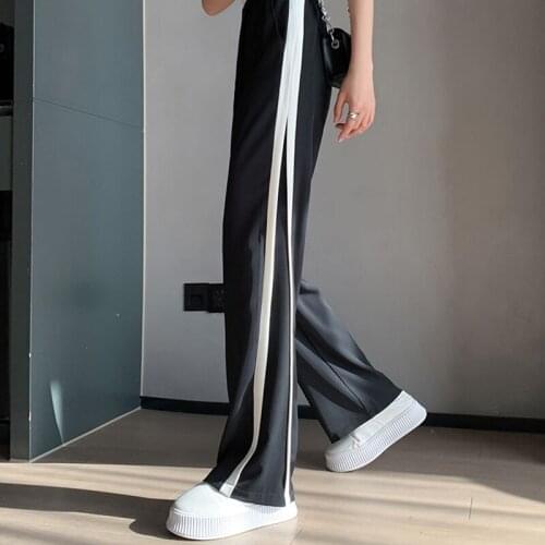 New Skinny Slim Lady Casual Side Stripe High Rise Bootcut Loose Tall Trouser Fat Womens Plus Size Straight Wide Leg Pants Autumn