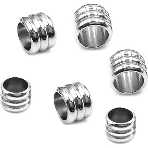 40pcs/lot Stainless Steel 3/4/5/6mm Big Hole Tube Beads for Bracelets Loose Spacer Charm Beads DIY Jewelry Making Findings