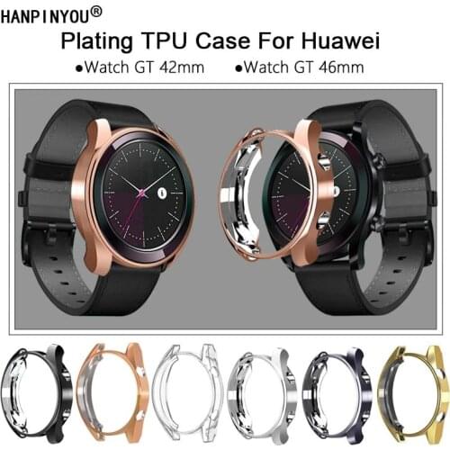 Colorful Soft Silicone TPU Plating Case For Huawei Watch GT 42mm 46mm Sport SmartWatch Protective Bumper Screen Protector Shell
