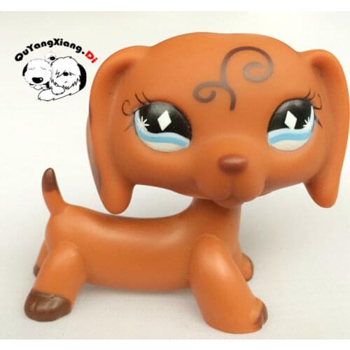 CWG026 Pet Shop Animal Brown Dachshund blue eyes Dog action Figure cute puppy