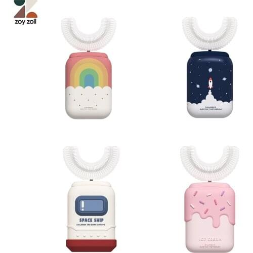 Children Electric Toothbrush For Kids 360 Degrees Food Grade Silicon USB Automatic Ultrasonic Teeth Tooth Brush Cartoon Pattern