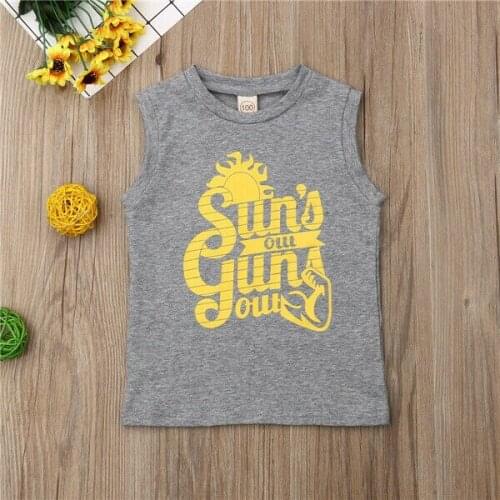 Infant Kids Baby Boy Girl T-shirt Casual Sleeveless Toddler Clothes Suns Top