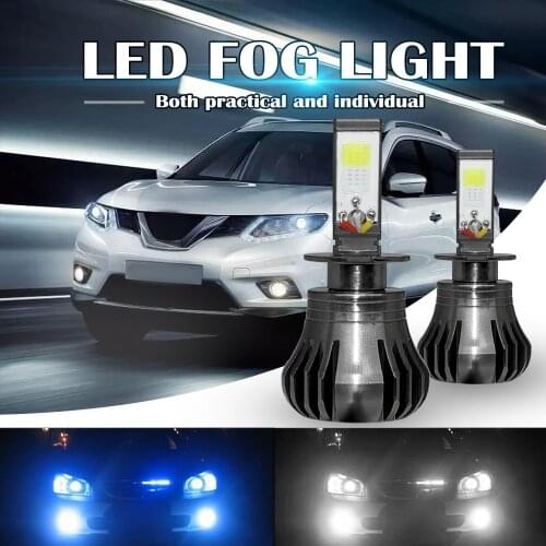 Dual Color 160W H3 H9 H8 H11 880 881 LED Fog Light Bulbs 6000K White 8000K Ice Blue Colors Strobe Lamp Bulb COB Bulb Fog Light