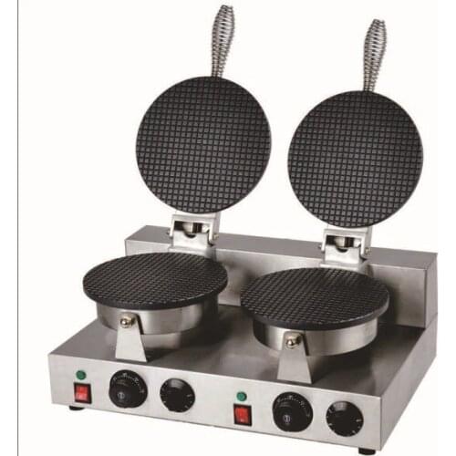 Electric 110v/220V Double bakers commercial round thin waffle maker _waffle cone iron