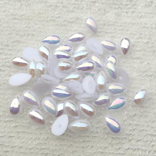 HOT 160pcs/lot 6*10mm AB resin water drop rhinestones Flat-back scrapbook Crafts D480