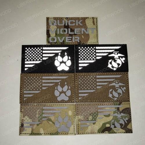Infrared Reflective Multicam Patch Flag K9 Dog Paw Tactical Fastener Badge Uniform US Marines Armband Applique Patches Militari