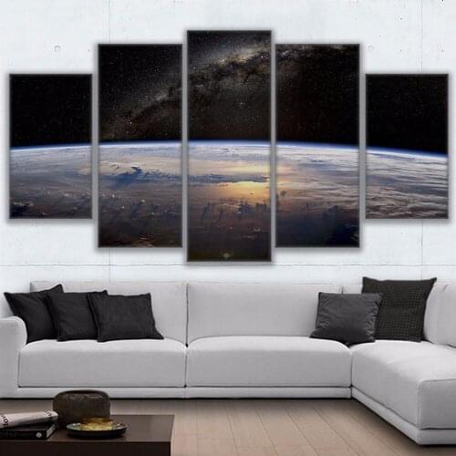 Hd Print Canvas Painting Stick On The Wall 5 Panel Beautiful Planet Landscape For Living Room Home Decor Modular Frame Picture