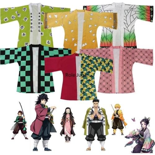 Anime Demon Slayer Kamado Tanjirou/Tomioka Giyuu/Kamado Nezuko/Kochou Shinobu Cloak Cosplay Costume Adult Kids Kimono C23M157