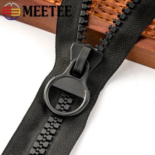 Meetee 10# White Black Resin Zipper Eco-friendly Open-end Zippers for Jackets Coat Sleeping Bag Tent Zips DIY Sewing Accessories