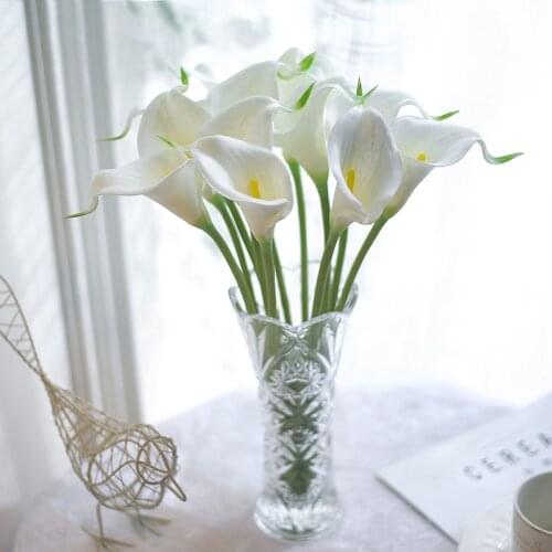 10Pcs Real Touch Calla Lily Artificial Flowers Calla Lily Bouquet For Wedding Bouquet Bridal Home Decoration