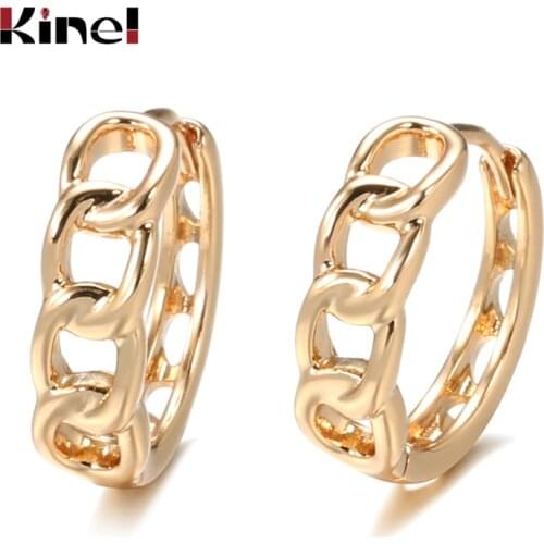 Kinel New Four Laps Hollow Dangle Earrings 585 Rose Gold Summer Women Creative Wedding Fashion Jewelry Modern Metal Earrings