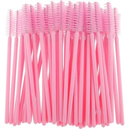500 PCS Disposable Eyelash Brushes Mascara Wands Eye Lash Eyebrow Applicator Cosmetic Makeup Brush Tool Kits (Pink)
