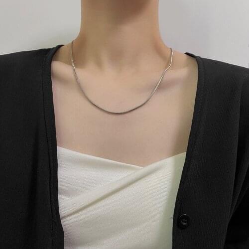 AENSOA Simple Silver Color Thin Chain Choker Necklace for Women Men Minimalist Chain Necklace Copper Metal Chain Collar Necklace