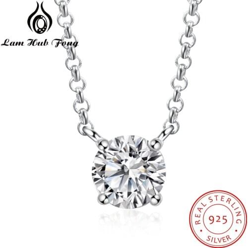 100% 925 Sterling Silver Moissanite Diamond Necklaces Pendant Trendy Classic Engagement Choker Necklace Fine Jewelry Woman Gift