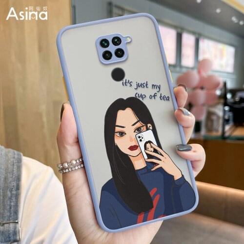 ASINA Transparent Fashion Case for Xiaomi Redmi Note 9 8 9T Matte Hard PC Silicone Edge Cases for Redmi 9 9A Capa Cool Girl Capa