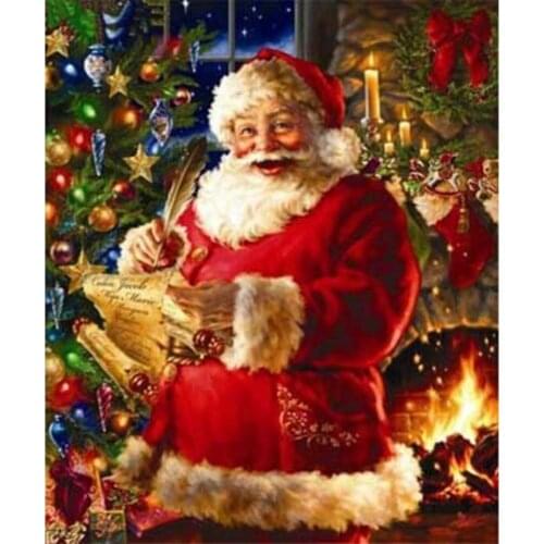 Santa Claus Fireplace DIY Embroidery 11CT Cross Stitch Kit Needlework Craft Set Canvas Printed Cotton Thread Christmas Gift
