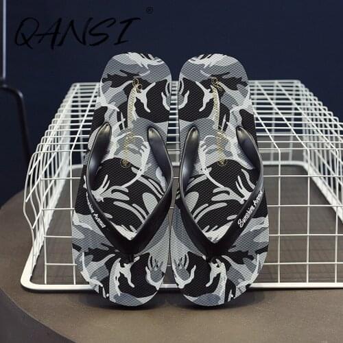 Summer Printed Flat-Bottom Non-slip Mens Flip-Flops Casual Indoor Bathroom Slippers Comfortable Non-slip Beach Slippers for Men