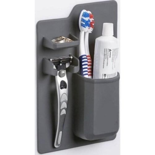 Silicone toothbrush toothpaste rack shelf cup storage bathroom storage mirror mirror shower bathroom supplies tools