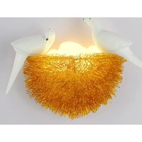 Modern Wall Lamp Led Bird Nest Wall Lamps For Living Room Bedroom Baby Room Nordic Home Decor Gold Bedside Wall Light Fixtures