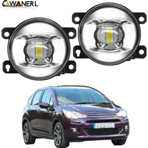 LED Fog Light Assembly 30W 8000LM Car Driver + Passenger Side Lens Fog Lamp DRL 12V For Citroen C3 FC_ Hatchback 2005-2010