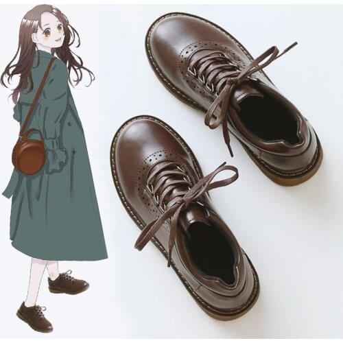 Jk uniform shoes plus velvet uk small leather shoes women soft leather korean wild autumn with skirt round head student japanese