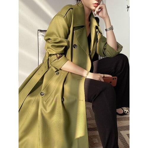 Windbreaker Womens Middle Long 2021 Over Knee Waitmore Spring and Autumn New British Style Loose Coat