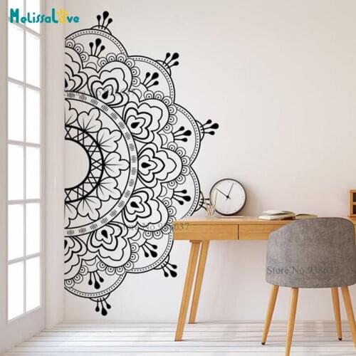 Mandala Vinyl Wall Sticker Lotus Flower Yoga Wall Decals Indian Bedroom Yoga Studio Boho Moroccan Bohemian Bedding Wall Art B934