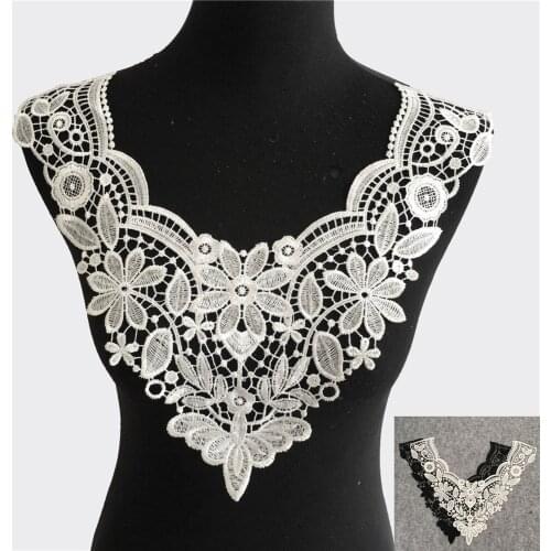 High quality Embroidery Polyester Lace Collar DIY Trim Hollow out Lace Fabric For Sewing Wedding Dress Supplies Accessories