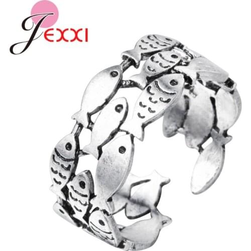 Women Concise Metal Knuckle Finger Rings 925 Sterling Silver Opening Adjustable Rings For Women Daily Fish Animal Jewelry Joyas