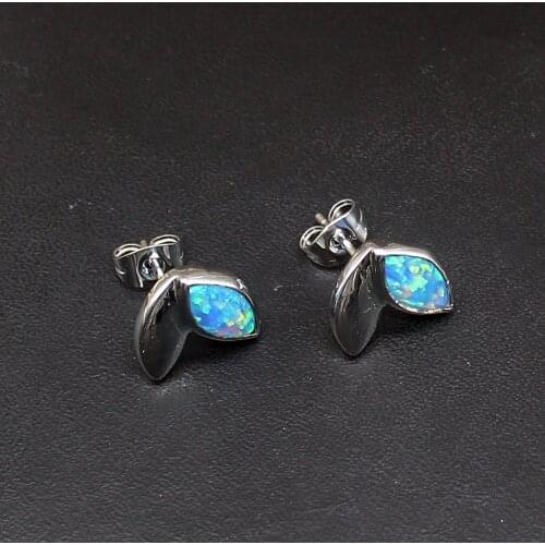 Hermosa Special Design Mystical Blue Opal Genuine 925 Silver Stud Earrings Jewelry Gifts for Women Girls 20214219
