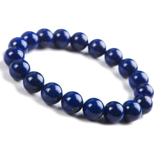11mm Natural Lapis Lazuli Bracelet Blue Gemstone Round Bead Stretch Woman Beads Femme Crystal Birthday GiftAAAAA