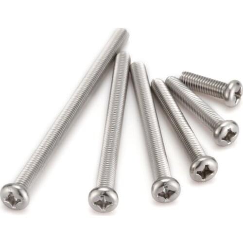10pcs M6 Phillips Head Machine Screws 304 Stainless Steel Cross Recessed Round Head Screws M6*10mm~100mm
