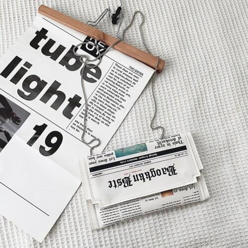 2021 Summer PU Leather Bag Women Creative Newspaper Print Messenger Bag Small Envelope Bag For Women Shoulder Bag Crossbody Bags