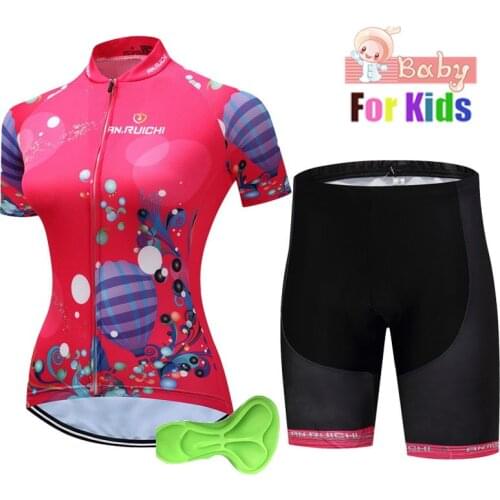 2021 Children Cycling Pink Clothing Gel Padded Bicycle Breathable Road Jerseys Cycling Jersey Girl Long Sleeves Suit