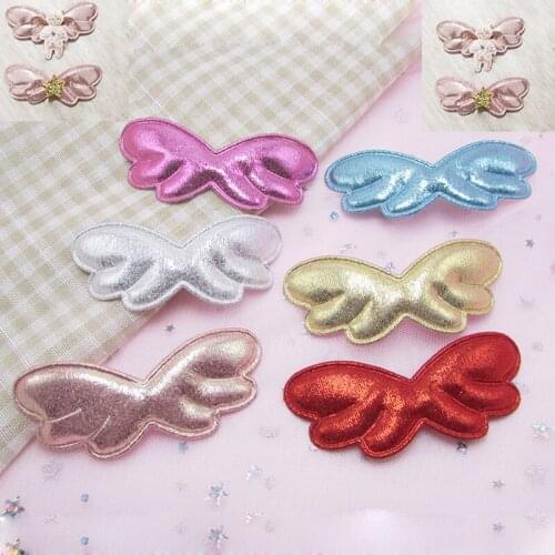 30pcs/lot 8.5*3cm Multi color Angel wing Padded Appliques for DIY Children Headdress Accessories