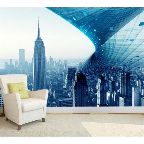 Beibehang Customized wallpaper 3d three-dimensional sphere fashion abstract architectural space modern blue background wall