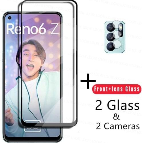 4-in-1 2.5D Tempered Glass For OPPO Reno6 Z Glass For OPPO Reno6 Z Screen HD Protector Phone Camera Len Film For OPPO Reno6 Z