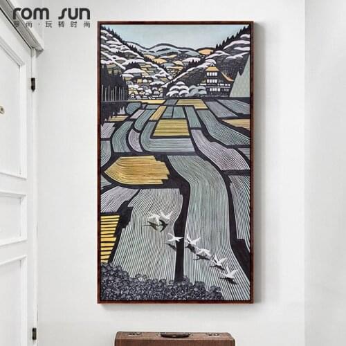 Abstract Painting Rice Field Harvest Nordic Style Decor Wall Art Mural Posters And Prints Paintings For Living Room Wall Art LS