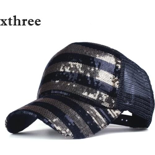 Xthree Summer Female Fashion Sequins Baseball Cap Snapback Hat for Girl Casquette Gorras Bone Hip Hop