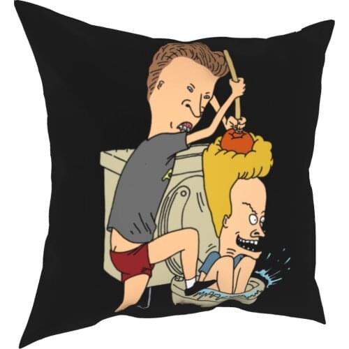 Beavis Butthead Toilet Fun Pillow Case Home Decor Old Cartoon Cushions Throw Pillow for Sofa Polyester Double-sided Printing