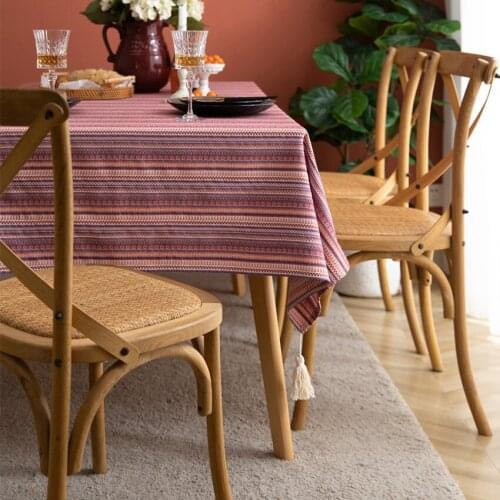 Bohemia Polyester Table Cloth Stripe Rectangle Dustproof Tableclothes Simple Modern Desktop Dining Table Cover Home Decor