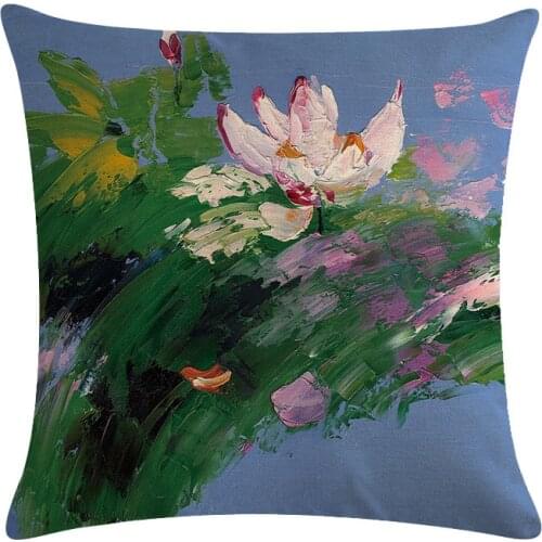 Western Classical Flower Cushion Cover Oil Painting Advanced Gray Tone Pillowcase Studio Flower Pillow Square Fittings 18inx18in