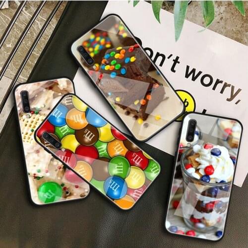 M&Ms Chocolate Tempered Glass Case For Samsung Galaxy A 10S 10E 20S 20E 30S 40 50S 60 70 80 90 6 7 8 Shell