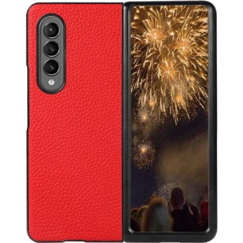 Z Fold 3 Case for Samsung Galaxy Z Fold 3 Case Crocodile Ostrich Texture Genuine Leather Protective Cover for Galalxy Z Fold 3 2