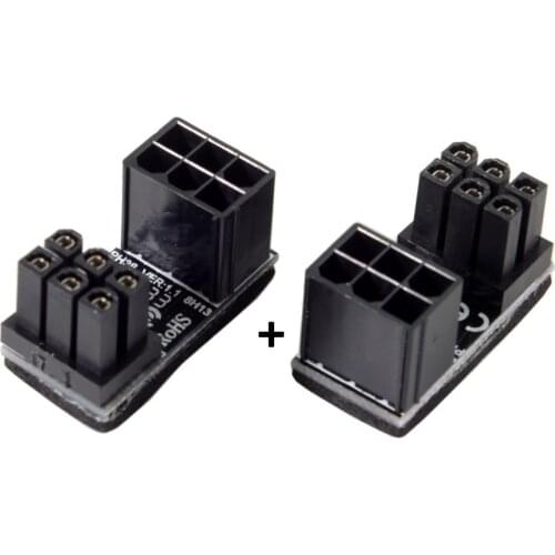CY ATX 6Pin Female to 6pin Male 180 Degree AngledPower Adapter for Desktops Graphics Card