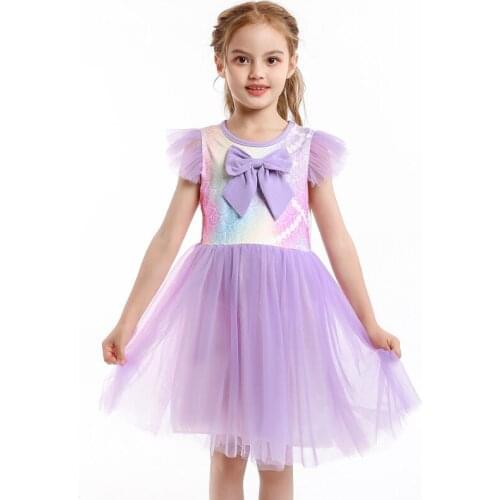Childrens Clothing 2021 New Bowknot Baby Girl Princess Dress For Girls Casual Dress Costume Mesh Kids Birthday Party Dress 3-8Y