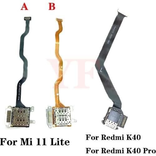 For Xiaomi Redmi Mi 11 Lite K40 Pro Sim Card Reader Slot Socket Adapters LCD Display Ribbon Connector Mainboard Flex Cable