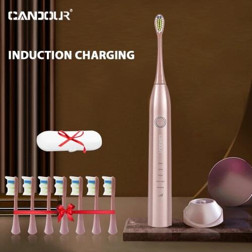 CANDOUR CD5168 Sonic Electric Toothbrush Rechargeable Toothbrush IPX8 Waterproof 15 Mode induction Charger Replacement Heads Set