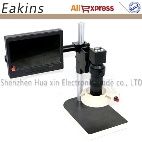 Full Set HD VGA Industrial Microscope Camera 1080P Video Microscope Camera + 7" LCD Display For LAB PCB Mobile Phone Repair